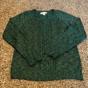 Green Cableknit Crew Sweater for Women
